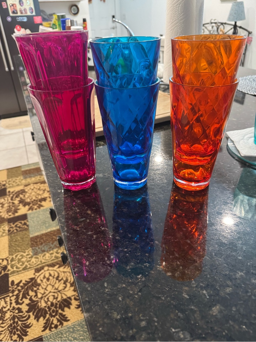 Set of Colorful Acrylic Tumblers - Pink, Blue & Orange